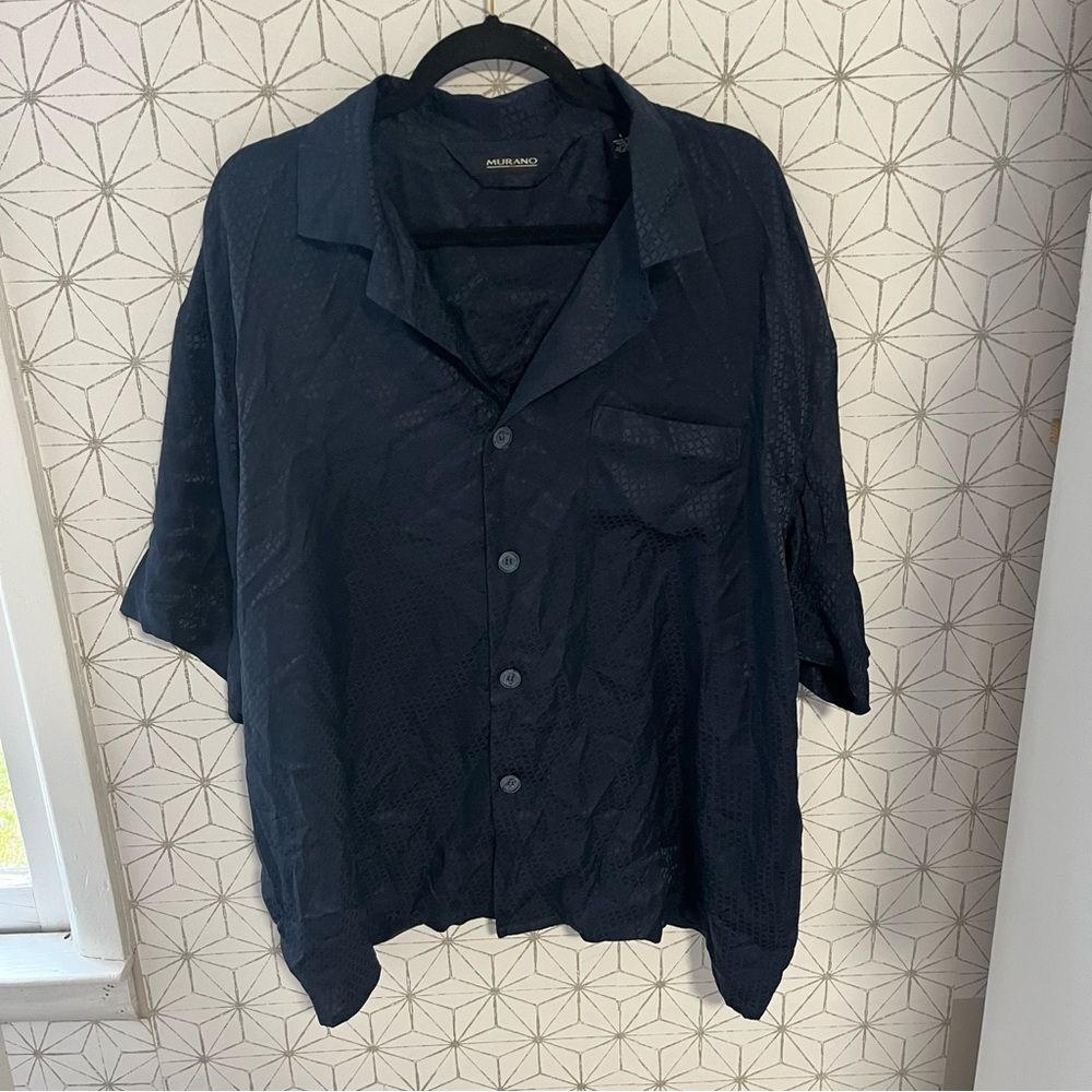 Murano Navy Pattern Silk Top